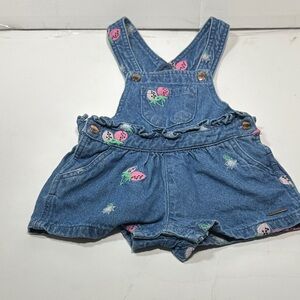 Tahari Denim Kids Overalls with Strawberry Print Girls Size 12M